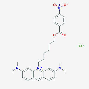 molecular formula C30H35ClN4O4 B115024 3,6-Bis(dimethylamino)-10-(6-(4-nitrobenzoyloxy)hexyl)acridinium chloride CAS No. 140866-76-8