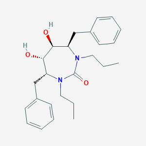 molecular formula C25H34N2O3 B115028 2H-1,3-Diazepin-2-one, hexahydro-5,6-dihydroxy-4,7-bis(phenylmethyl)-1,3-dipropyl-, (4R,5S,6S,7R)- CAS No. 153181-37-4