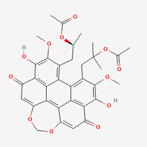 [(2S)-1-[21-(2-acetyloxy-2-methylpropyl)-7,19-dihydroxy-6,20-dimethoxy-9,17-dioxo-12,14-dioxahexacyclo[13.8.0.02,11.03,8.04,22.018,23]tricosa-1,3(8),4,6,10,15,18(23),19,21-nonaen-5-yl]propan-2-yl] acetate