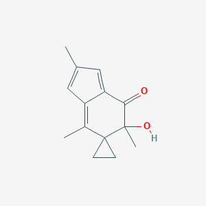 molecular formula C14H16O2 B115046 5'-Hydroxy-2',5',7'-trimethylspiro[cyclopropane-1,6'-indene]-4'-one CAS No. 33781-60-1