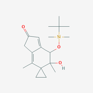 molecular formula C19H30O3Si B115048 4-[Tert-butyl(dimethyl)silyl]oxy-5-hydroxy-5,7-dimethylspiro[1,4-dihydroindene-6,1'-cyclopropane]-2-one CAS No. 955978-16-2