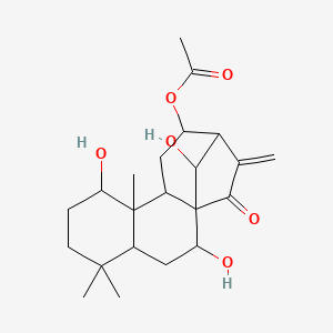 molecular formula C22H32O6 B1150523 (2,8,16-Trihydroxy-5,5,9-trimethyl-14-methylidene-15-oxo-12-tetracyclo[11.2.1.01,10.04,9]hexadecanyl) acetate CAS No. 78536-36-4