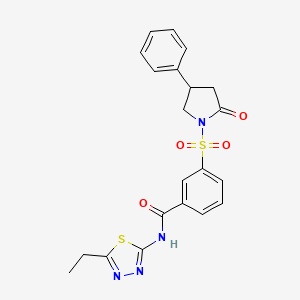 molecular formula C21H20N4O4S2 B11505372 N-(5-ethyl-1,3,4-thiadiazol-2-yl)-3-[(2-oxo-4-phenylpyrrolidin-1-yl)sulfonyl]benzamide 