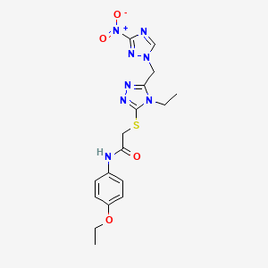 molecular formula C17H20N8O4S B11505457 N-(4-ethoxyphenyl)-2-({4-ethyl-5-[(3-nitro-1H-1,2,4-triazol-1-yl)methyl]-4H-1,2,4-triazol-3-yl}sulfanyl)acetamide 