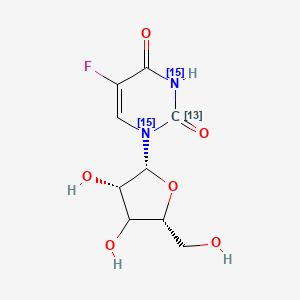 molecular formula C₈¹³CH₁₁F¹⁵N₂O₆ B1150549 1-[(2R,3S,5R)-3,4-dihydroxy-5-(hydroxymethyl)oxolan-2-yl]-5-fluoro(213C,1,3-15N2)pyrimidine-2,4-dione 