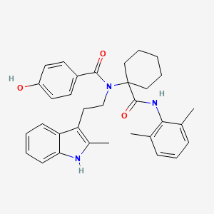 molecular formula C33H37N3O3 B11506109 N-{1-[(2,6-dimethylphenyl)carbamoyl]cyclohexyl}-4-hydroxy-N-[2-(2-methyl-1H-indol-3-yl)ethyl]benzamide 