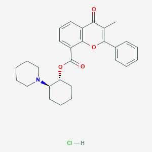 4H-1-Benzopyran-8-carboxylic acid, 3-methyl-4-oxo-2-phenyl-, 2-(1-piperidinyl)cyclohexyl ester, hydrochloride, trans-(+-)-