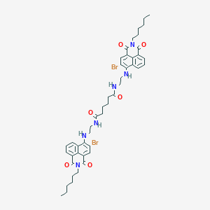 molecular formula C46H54Br2N6O6 B115070 1,14-Bis-(N-hexyl-3'-bromo-1,8'-naphthalimide-4'-yl)-1,4,11,14-tetraazatetradecane-5,10-dione CAS No. 149849-59-2