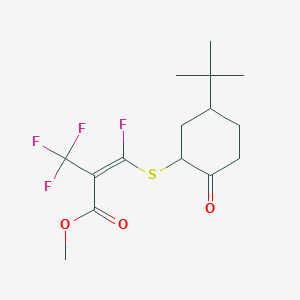 molecular formula C15H20F4O3S B11509651 methyl (2E)-3-[(5-tert-butyl-2-oxocyclohexyl)sulfanyl]-3-fluoro-2-(trifluoromethyl)prop-2-enoate 