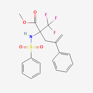 molecular formula C19H18F3NO4S B11509702 Methyl 4-phenyl-2-[(phenylsulfonyl)amino]-2-(trifluoromethyl)pent-4-enoate 
