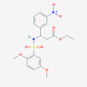 molecular formula C19H22N2O8S B11509923 Ethyl 3-{[(2,5-dimethoxyphenyl)sulfonyl]amino}-3-(3-nitrophenyl)propanoate 