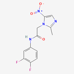 molecular formula C12H10F2N4O3 B11510100 N-(3,4-Difluoro-phenyl)-2-(2-methyl-5-nitro-imidazol-1-yl)-acetamide 