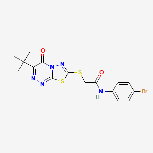molecular formula C16H16BrN5O2S2 B11510331 N-(4-Bromophenyl)-2-({3-tert-butyl-4-oxo-4H-[1,3,4]thiadiazolo[2,3-C][1,2,4]triazin-7-YL}sulfanyl)acetamide 