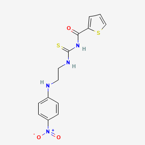 molecular formula C14H14N4O3S2 B11510710 N-({2-[(4-nitrophenyl)amino]ethyl}carbamothioyl)thiophene-2-carboxamide 