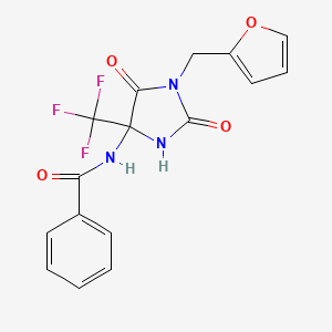 molecular formula C16H12F3N3O4 B11510893 N-[1-(furan-2-ylmethyl)-2,5-dioxo-4-(trifluoromethyl)imidazolidin-4-yl]benzamide 