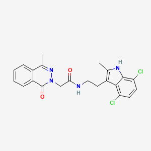 molecular formula C22H20Cl2N4O2 B11511166 N-[2-(4,7-dichloro-2-methyl-1H-indol-3-yl)ethyl]-2-(4-methyl-1-oxophthalazin-2(1H)-yl)acetamide 