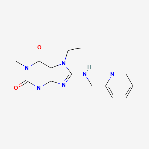 molecular formula C15H18N6O2 B11511289 7-ethyl-1,3-dimethyl-8-[(pyridin-2-ylmethyl)amino]-3,7-dihydro-1H-purine-2,6-dione 