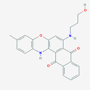 molecular formula C24H20N2O4 B11511490 7-[(3-hydroxypropyl)amino]-3-methyl-8H-naphtho[2,3-a]phenoxazine-8,13(14H)-dione 