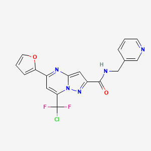 molecular formula C18H12ClF2N5O2 B11511528 7-[chloro(difluoro)methyl]-5-(furan-2-yl)-N-(pyridin-3-ylmethyl)pyrazolo[1,5-a]pyrimidine-2-carboxamide 