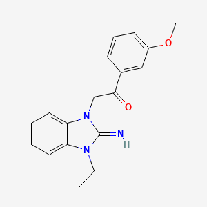 molecular formula C18H19N3O2 B11511646 2-(3-ethyl-2-imino-2,3-dihydro-1H-benzimidazol-1-yl)-1-(3-methoxyphenyl)ethanone 