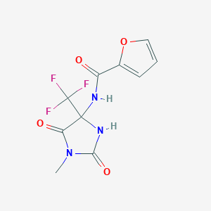 molecular formula C10H8F3N3O4 B11511888 N-[1-methyl-2,5-dioxo-4-(trifluoromethyl)imidazolidin-4-yl]furan-2-carboxamide 