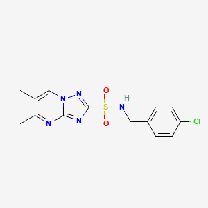 molecular formula C15H16ClN5O2S B11511953 N-[(4-chlorophenyl)methyl]-5,6,7-trimethyl-[1,2,4]triazolo[1,5-a]pyrimidine-2-sulfonamide 