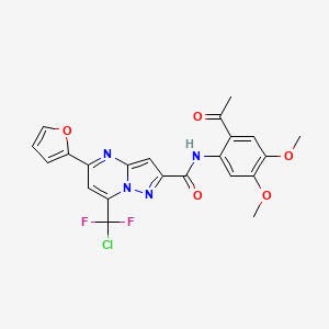 molecular formula C22H17ClF2N4O5 B11512054 N-(2-acetyl-4,5-dimethoxyphenyl)-7-[chloro(difluoro)methyl]-5-(furan-2-yl)pyrazolo[1,5-a]pyrimidine-2-carboxamide 