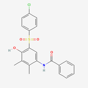 molecular formula C21H18ClNO4S B11512083 N-{5-[(4-chlorophenyl)sulfonyl]-4-hydroxy-2,3-dimethylphenyl}benzamide 