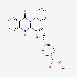 molecular formula C27H22N2O4 B11512292 Ethyl 4-[5-(4-oxo-3-phenyl-1,2,3,4-tetrahydroquinazolin-2-yl)furan-2-yl]benzoate 