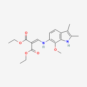 molecular formula C19H24N2O5 B11512879 diethyl {[(7-methoxy-2,3-dimethyl-1H-indol-6-yl)amino]methylidene}propanedioate 