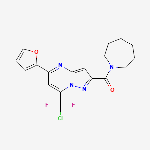 molecular formula C18H17ClF2N4O2 B11513133 Azepan-1-yl-[7-(chloro-difluoro-methyl)-5-furan-2-yl-pyrazolo[1,5-a]pyrimidin-2-yl]-methanone 