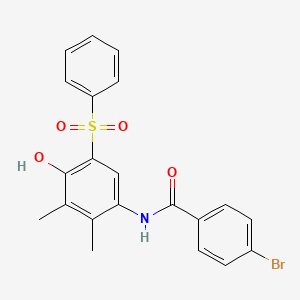 molecular formula C21H18BrNO4S B11513166 N-[5-(benzenesulfonyl)-4-hydroxy-2,3-dimethylphenyl]-4-bromobenzamide 