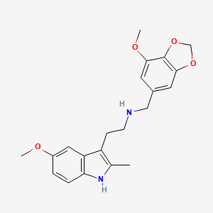 molecular formula C21H24N2O4 B11513182 N-[(7-methoxy-1,3-benzodioxol-5-yl)methyl]-2-(5-methoxy-2-methyl-1H-indol-3-yl)ethanamine 