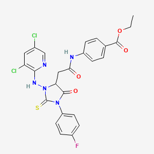 molecular formula C25H20Cl2FN5O4S B11513242 Ethyl 4-[({3-[(3,5-dichloropyridin-2-yl)amino]-1-(4-fluorophenyl)-5-oxo-2-thioxoimidazolidin-4-yl}acetyl)amino]benzoate 