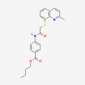 molecular formula C23H24N2O3S B11513338 Butyl 4-({[(2-methylquinolin-8-yl)sulfanyl]acetyl}amino)benzoate 