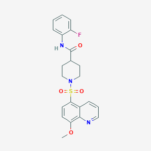 molecular formula C22H22FN3O4S B11513363 N-(2-fluorophenyl)-1-[(8-methoxyquinolin-5-yl)sulfonyl]piperidine-4-carboxamide 