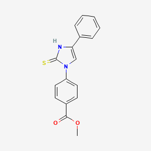molecular formula C17H14N2O2S B11513470 methyl 4-(4-phenyl-2-sulfanyl-1H-imidazol-1-yl)benzoate 