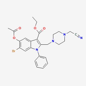 molecular formula C26H27BrN4O4 B11513866 ethyl 5-(acetyloxy)-6-bromo-2-{[4-(cyanomethyl)piperazin-1-yl]methyl}-1-phenyl-1H-indole-3-carboxylate 