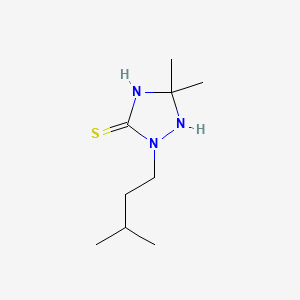 molecular formula C9H19N3S B11514095 5,5-Dimethyl-2-(3-methylbutyl)-1,2,4-triazolidine-3-thione 