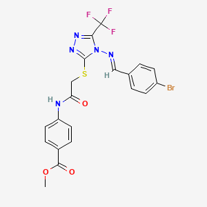 molecular formula C20H15BrF3N5O3S B11514195 methyl 4-[({[4-{[(E)-(4-bromophenyl)methylidene]amino}-5-(trifluoromethyl)-4H-1,2,4-triazol-3-yl]sulfanyl}acetyl)amino]benzoate 