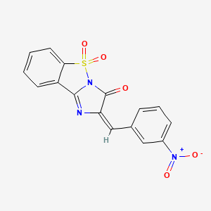 molecular formula C16H9N3O5S B11514212 Imidazo[1,2-b]benzisothiazol-3(2H)-one, 2-(3-nitrobenzylidene)-, 5,5-dioxide 