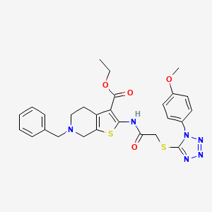 molecular formula C27H28N6O4S2 B11514218 ethyl 6-benzyl-2-[({[1-(4-methoxyphenyl)-1H-tetrazol-5-yl]sulfanyl}acetyl)amino]-4,5,6,7-tetrahydrothieno[2,3-c]pyridine-3-carboxylate 
