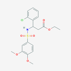 molecular formula C19H22ClNO6S B11514261 Ethyl 3-(2-chlorophenyl)-3-{[(3,4-dimethoxyphenyl)sulfonyl]amino}propanoate 