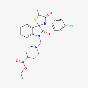 molecular formula C26H28ClN3O4S B11514441 Ethyl 1-{[3'-(4-chlorophenyl)-5'-methyl-2,4'-dioxo-1,2-dihydrospiro[indole-3,2'-[1,3]thiazolidin]-1-YL]methyl}piperidine-4-carboxylate 