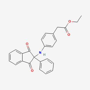 molecular formula C25H21NO4 B11514461 ethyl {4-[(1,3-dioxo-2-phenyl-2,3-dihydro-1H-inden-2-yl)amino]phenyl}acetate 