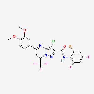 molecular formula C22H13BrClF5N4O3 B11514502 N-(2-bromo-4,6-difluorophenyl)-3-chloro-5-(3,4-dimethoxyphenyl)-7-(trifluoromethyl)pyrazolo[1,5-a]pyrimidine-2-carboxamide 