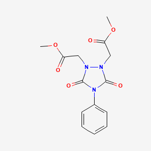 molecular formula C14H15N3O6 B11514830 Methyl 2-[2-(2-methoxy-2-oxoethyl)-3,5-dioxo-4-phenyl-1,2,4-triazolidin-1-yl]acetate CAS No. 447413-38-9