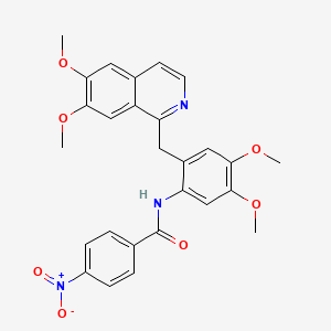 molecular formula C27H25N3O7 B11514851 N-{2-[(6,7-dimethoxyisoquinolin-1-yl)methyl]-4,5-dimethoxyphenyl}-4-nitrobenzamide 