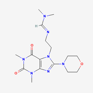 molecular formula C16H25N7O3 B11514955 N'-[2-(1,3-Dimethyl-8-morpholin-4-yl-2,6-dioxo-1,2,3,6-tetrahydro-purin-7-yl)-ethyl]-N,N-dimethyl-formamidine 