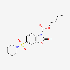 molecular formula C17H22N2O6S B11515115 Butyl 2-oxo-6-piperidin-1-ylsulfonyl-1,3-benzoxazole-3-carboxylate 